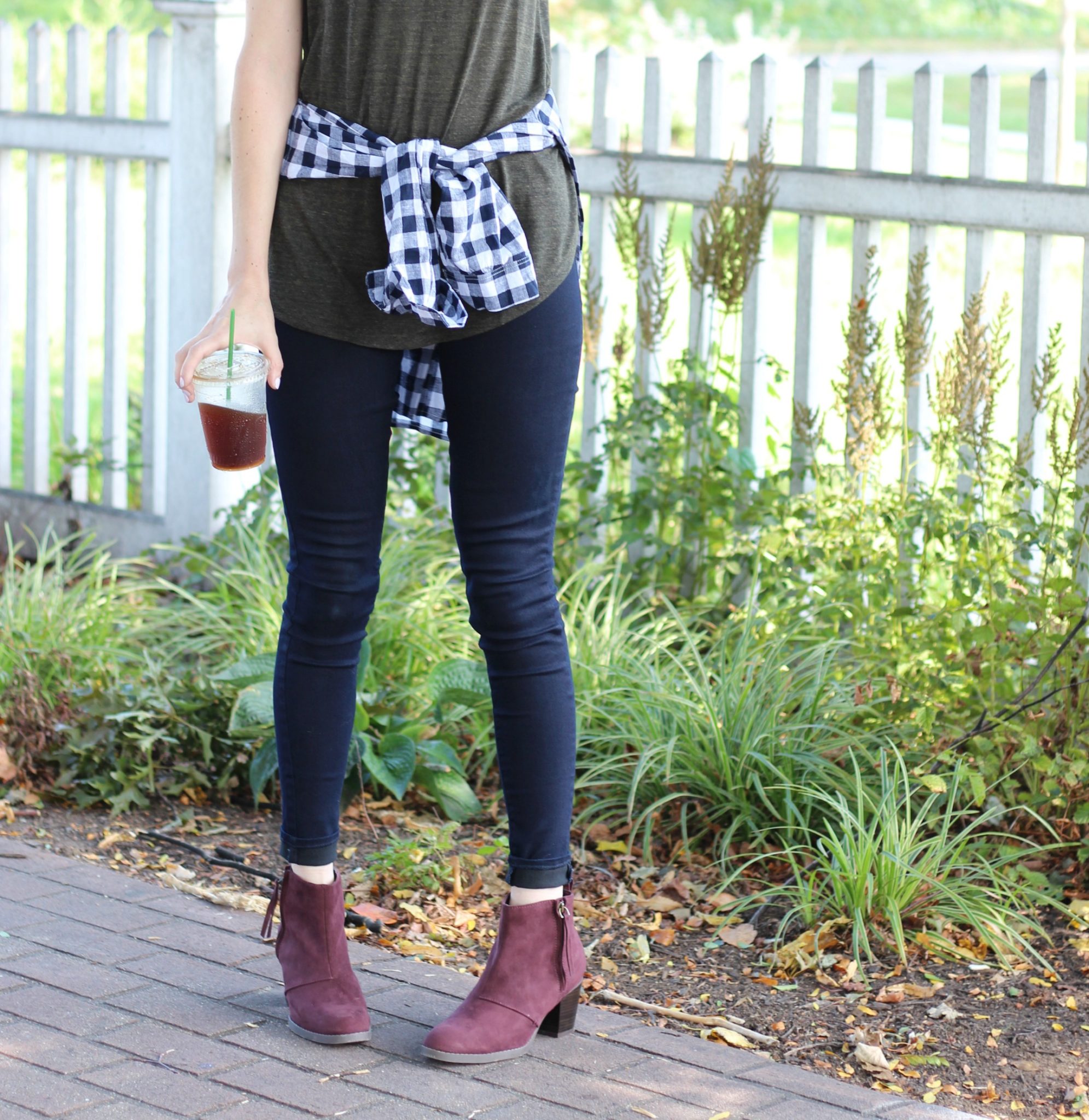 Fall outfit inspiration | plaid and oxblood booties