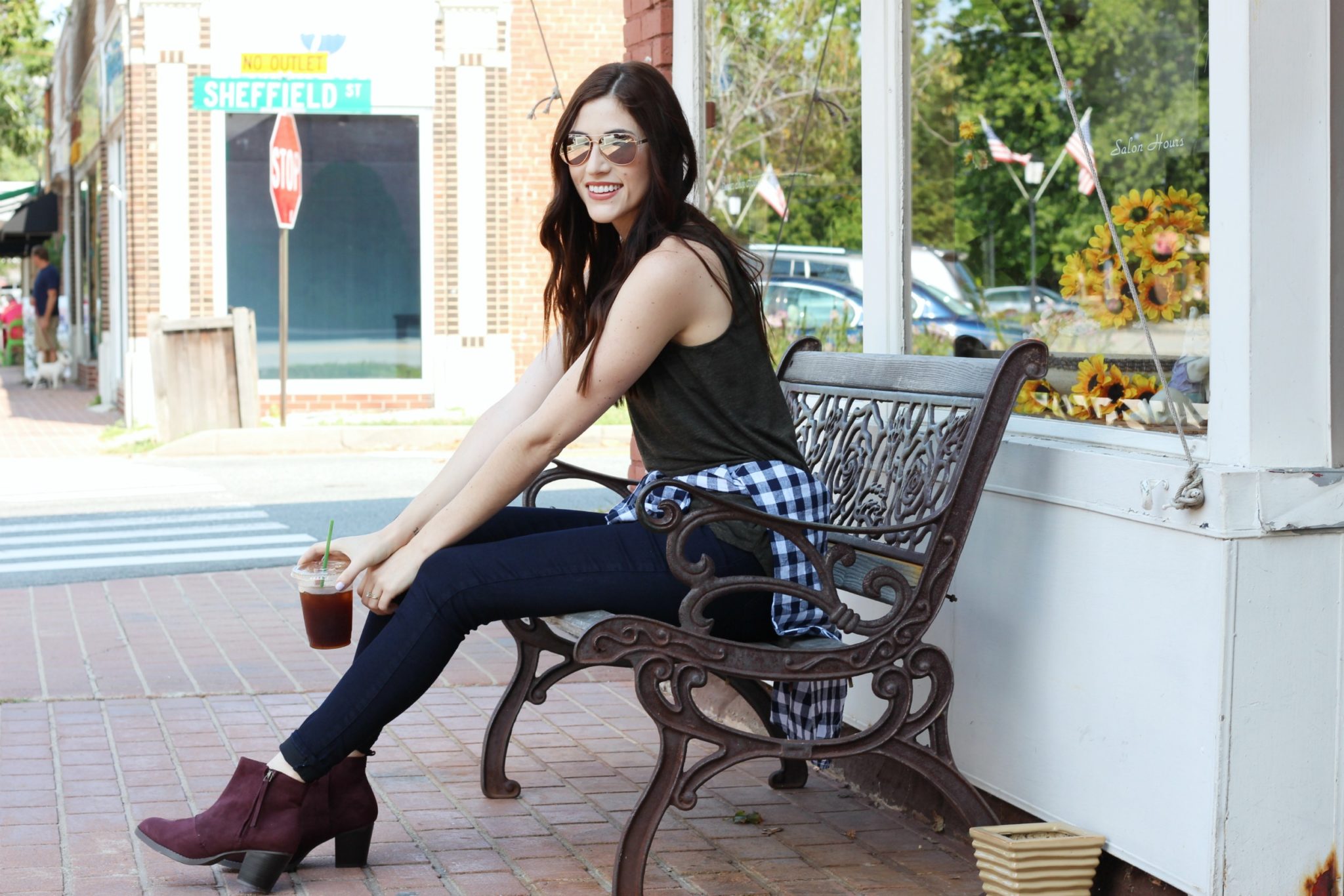 Fall outfit inspiration | plaid and oxblood booties