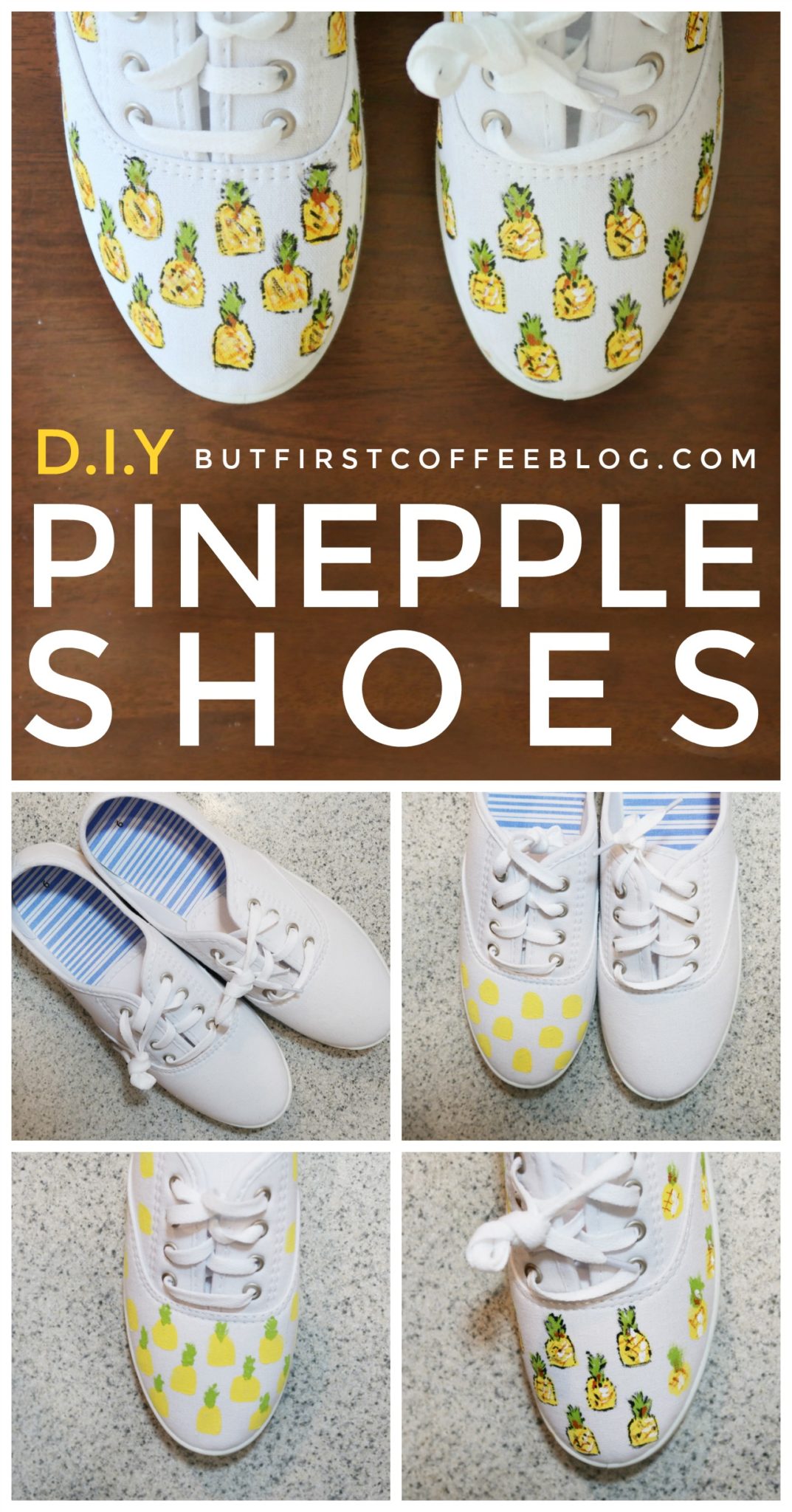 Yellow Painted Pineapple Canvas Shoes