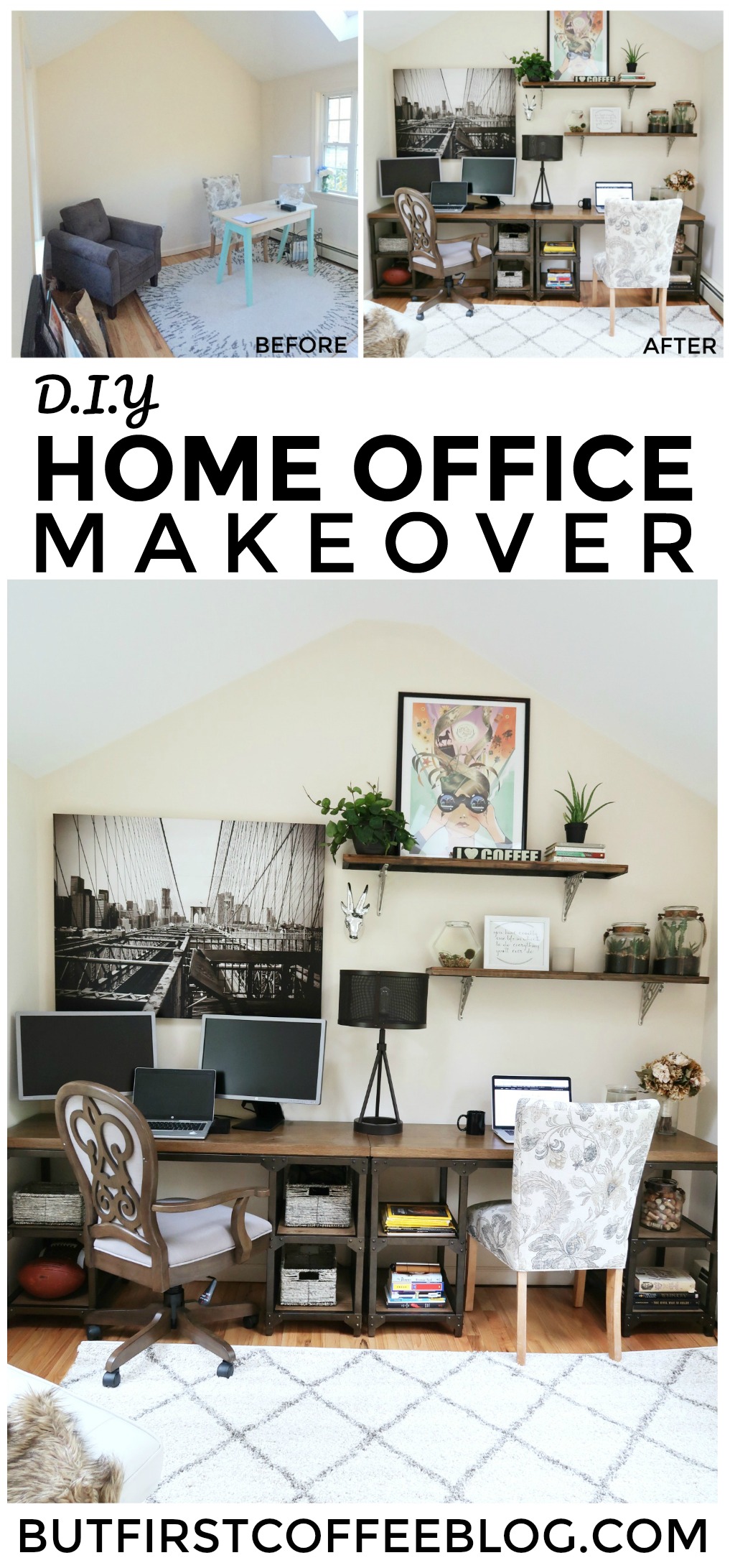 Home Office DIY Makeover | modern rustic home office