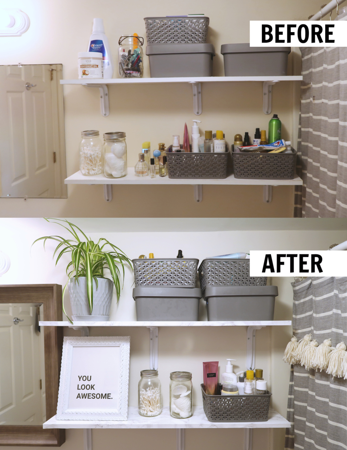 How to Decorate a Rental Bathroom | $65 Bathroom Makeover