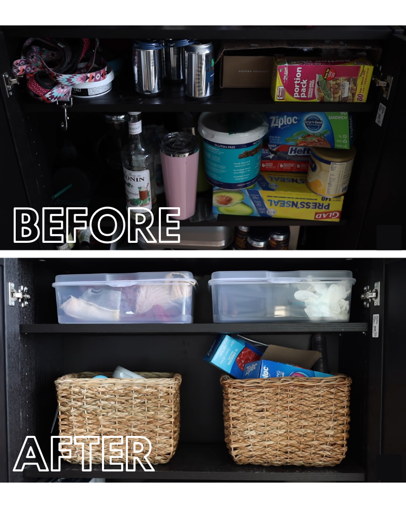 cupboard declutter before and after
